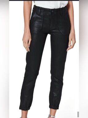 PAIGE Mayslie black coated utility joggers, women’s size 10.